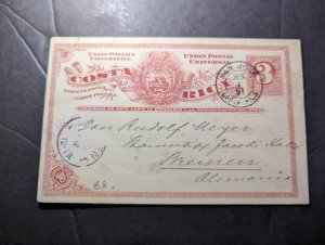 1891 Costa Rica Postcard Cover San Jose to Bremen Germany