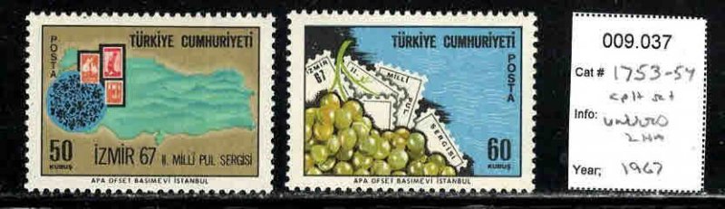 Turkey # 1753-54 ~ Cplt Set of 2 ~ Map,  Stamps, Grapes ~ Unused, LHM ~ (1967)