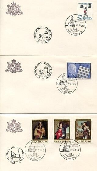 SAN MARINO GROUP OF EIGHT  1980  OFFICIAL FIRST DAY COVERS 