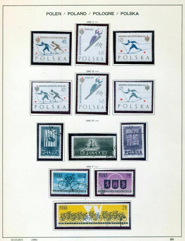 POLAND 1961/63 Sport Space Wildlife M&U on 16 Pages(140+Items)H00599