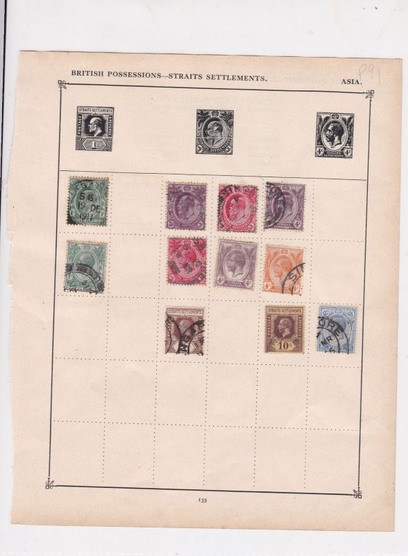 Straits Settlements Stamps on Album Page ref R 18902