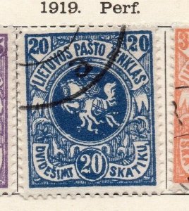 Lithuania 1919 Early Issue Fine Used 20s. 175584