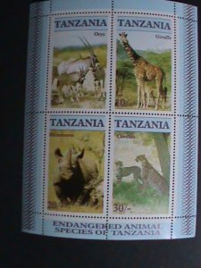 TANZANIA-PROTECTED ENDANGER ANIMALS-MNH S/S VF WE SHIP TO WORLD WIDE