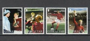 Gibraltar, Scott cat. 905-908. B. Moore, British Soccer Player.