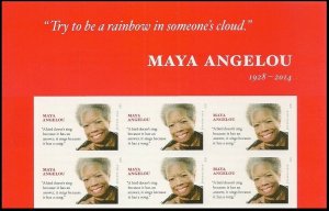 US 4979a Maya Angelou imperf NDC header block 6 MNH 2015