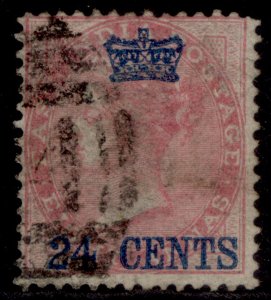 MALAYSIA - Straits Settlements QV SG8, 24c on 8a rose, USED. Cat £110.