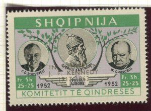 ALBANIA; 1963 JF Kennedy Memorial issue fine MINT MNH value, Gold Opt.