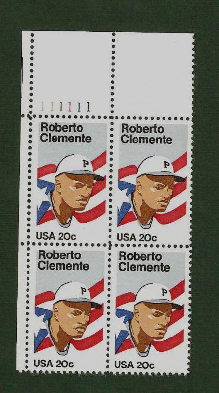 2097 Roberto Clemente Plate Block Mint/nh (Free Shipping)