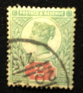 Great Britain (1887) Used Scott 113a Gibbons Green & Vermilion Variety Sg199 VF