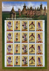 Scott 3072 - 3076 AMERICAN INDIAN DANCES Sheet of 20 US 32¢ Stamps MNH 1996