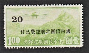 C. China 1941 Airmail Surch in Jap.Currency ($20 Wmked, 1v Cpt) MNG, CV$19+