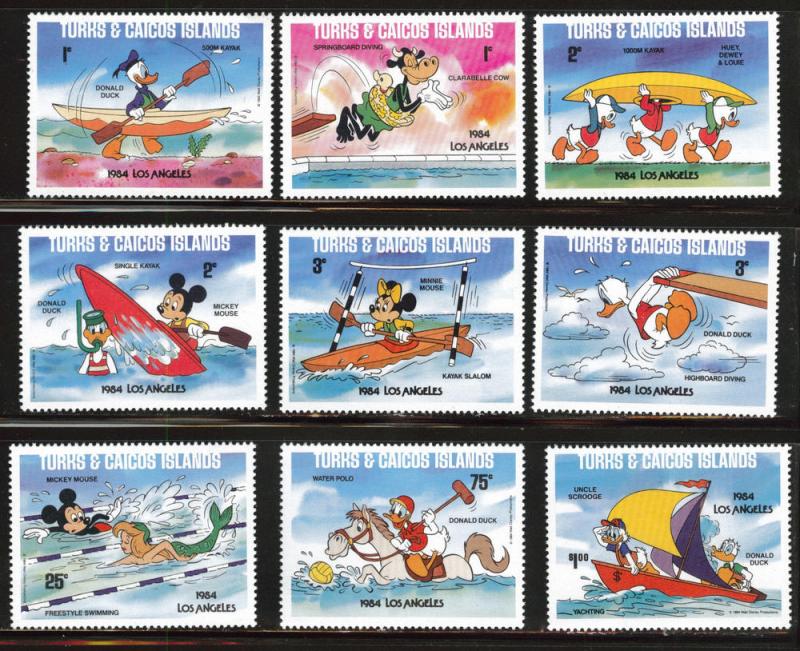 Turks & Caicos Scott 619-628 MNH**1984 LA Donald duck set