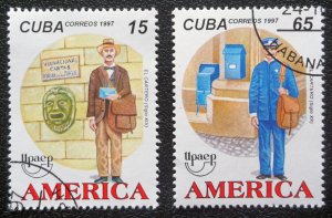 CUBA  Sc# 3875-3876 TRADITIONAL COSTUMES Cpl set of 2  1997  used / cto