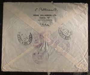 1941 Antofagasta Chile Registered cover to Anchorage Alaska Redirected