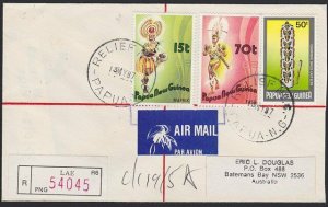 PAPUA NEW GUINEA 1987 Registered cover RELIEF No.6 cds used at LAE..........H172