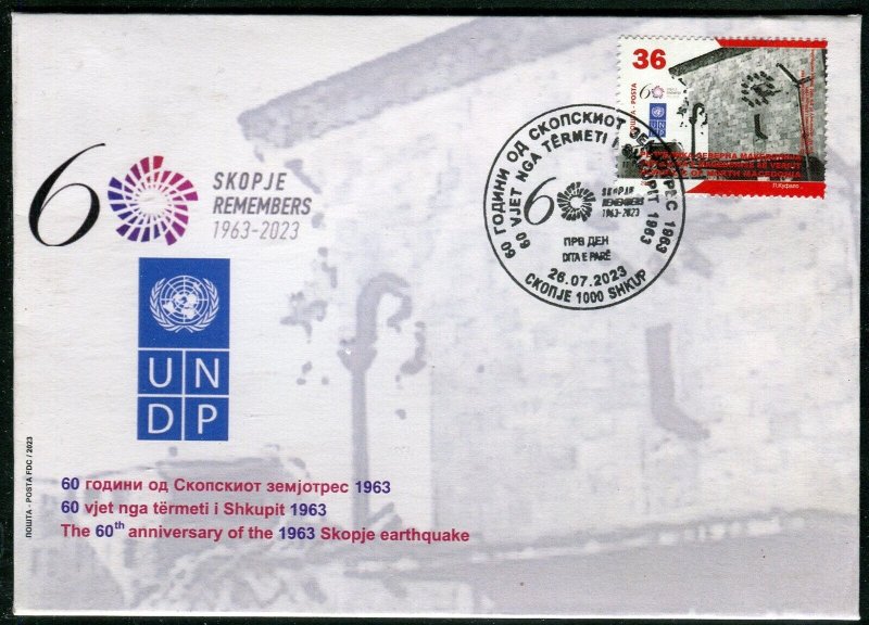 382 - NORTH MACEDONIA 2023 - The 60 Year of Skopje Earthquake - FDC