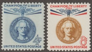 U.S.  Scott# 1159-60 1960 Champions of Liberty Issue VF MNH