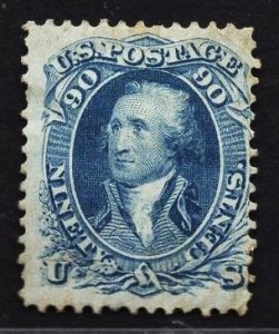 US Stamp #72 90c Blue Washington  MINT NO GUM SCV $1200