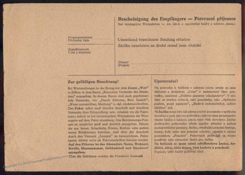 Germany BuM Bohemia Moravia Concentration Camp KL Floessenbuerg Package Ca 79472