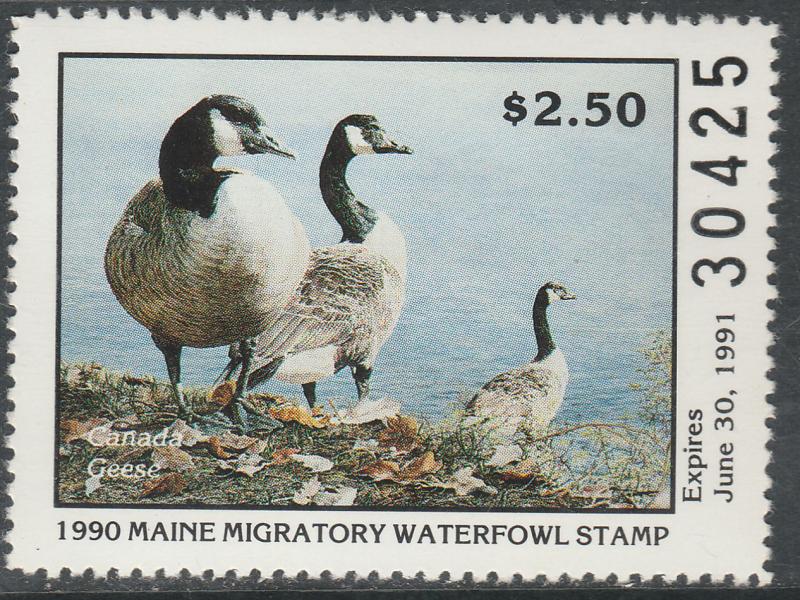 U.S.-MAINE 7, STATE DUCK HUNTING PERMIT STAMP. MINT, NH. VF