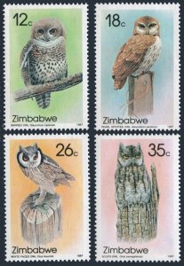 Zimbabwe 542-545, MNH. Mi 360-363. Owls 1987. Barner, Pearl-spotted,White,Scops.