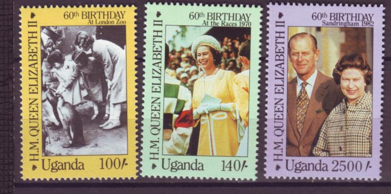 J20994 Jlstamps 1986 uganda set mnh #495-7 royality