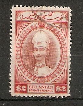 MALAYA - KELANTAN 1940 $2  SG 53 FINE USED VERY HIGH CATALOGUE VALUE