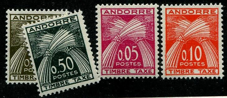 HERRICKSTAMP ANDORRA (FRENCH) Sc.# J42-45 Mint NH Scott Retail $50.00