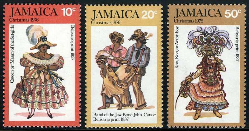 Jamaica 416-418, MNH. Christmas. Belisario Prints, 1976