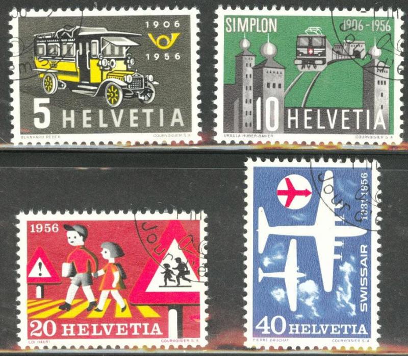 Switzerland Scott 355-358 used CTO 1956 stamp set CV$2.60