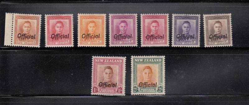 NEW ZEALAND KGV OFFICIALS MNH/MH TO 2sh CAT VALUE $77+++