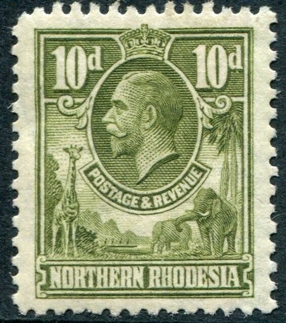 NORTHERN RHODESIA-1925-29 10d Olive-Green Sg 9 MOUNTED MINT V48310