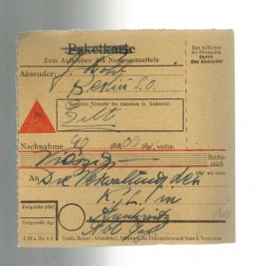 1942 Germany Berlin to Auschwitz KZ Concentration Camp PArcel Reciept Cover