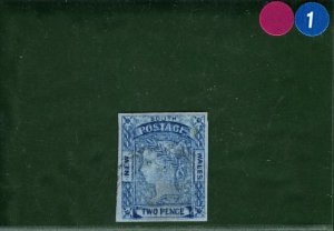 Australia States NSW QV SG.52var 2d *DOUBLE IMPRESSION* Used RARE Superb PBLUE1