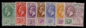 BRITISH GUIANA GV SG272-278, 1921-27 SHORT SET, M MINT. Cat £26.