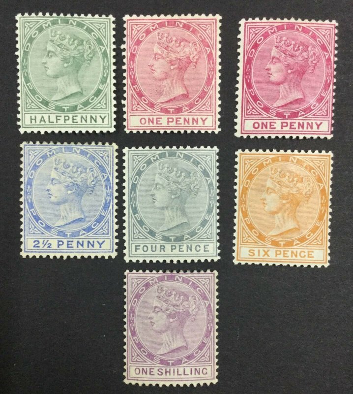 MOMEN: DOMINICA SG #20-26,22a 1886-90 MINT OG LH £260 LOT #62129