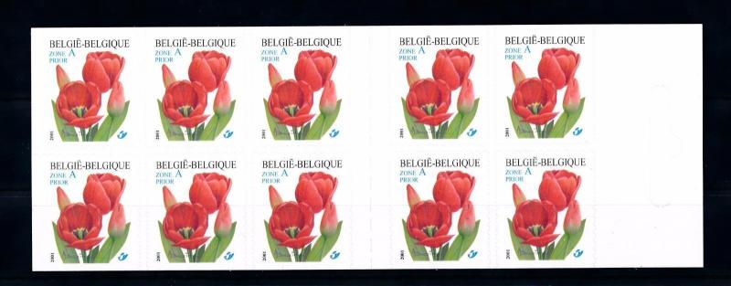 [50373] Belgium Belgien 2001 Flowers Red tulip Self Adhesive Booklet MNH