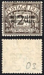 Bechuanaland SGD3 2d Post Due Fine used Cat 90 pounds