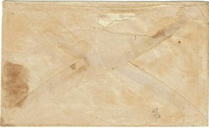 1856 Hamburg, AL (DPO) manuscript cancel on 3c Nesbitt envelope