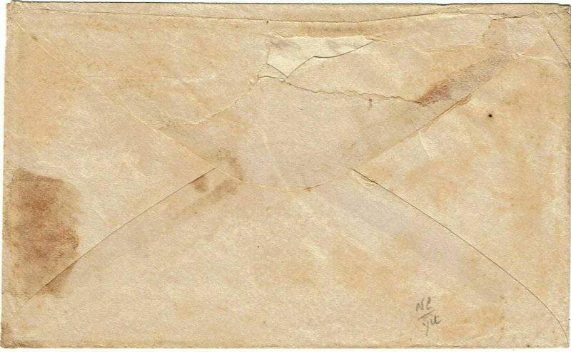 1856 Hamburg, AL (DPO) manuscript cancel on 3c Nesbitt envelope