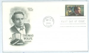 US 3444 2000 33c Thomas Wolfe FDC; artcraft unaddressed.