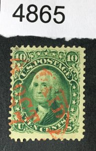 US STAMPS # 68 RED CANCEL USED CAT. $70 LOT #4865