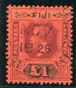 Fiji 1923 KGV £1 purple & black/red (Die II) very fine used. SG 137a. Sc 91a.