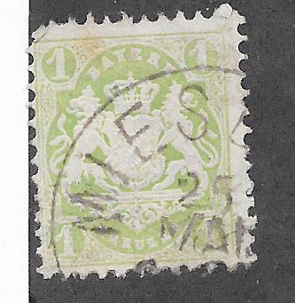 Bavaria #23 1kr  green Coat of Arms (U) CV $1.60