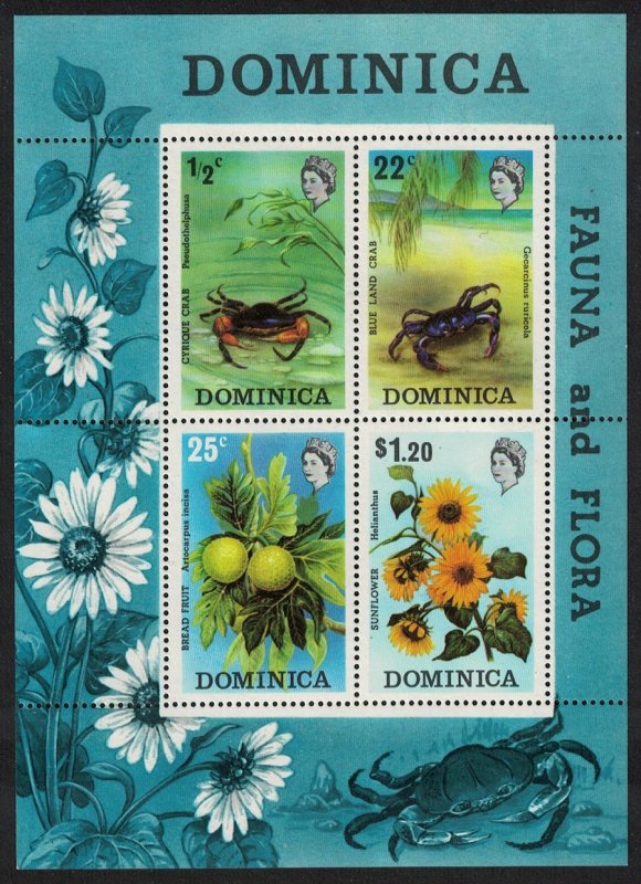 Dominica Crabs Bread Fruit Sunflower Flora and Fauna MS SG#MS393