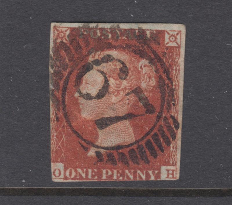 Great Britain Sc 3 used. 1841 1p QV, 67 in grid cancel, sound