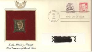 US FDC 2173 Luis Munoz Marin w/Gold Replica