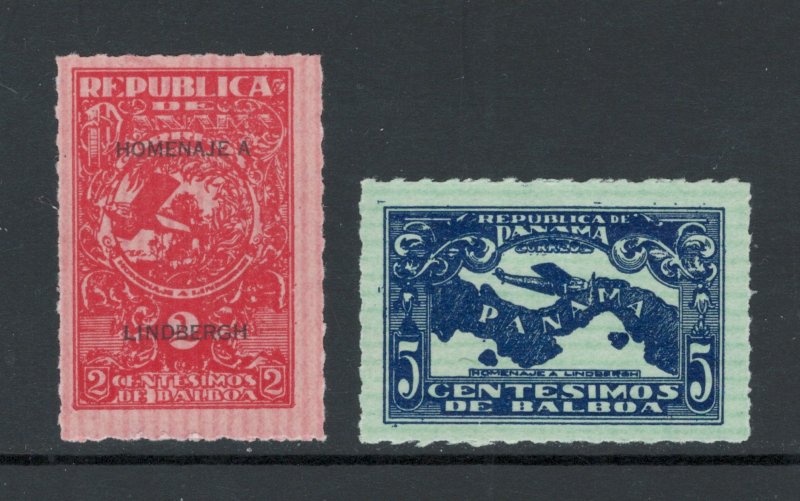 Panama 1928 Visit of Colonel Charles A Lindbergh Scott # 256 - 257 MH