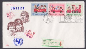 UNITED NATIONS UNO - 1966 20th ANNIVERSARY OF UNICEF - 3V FDC