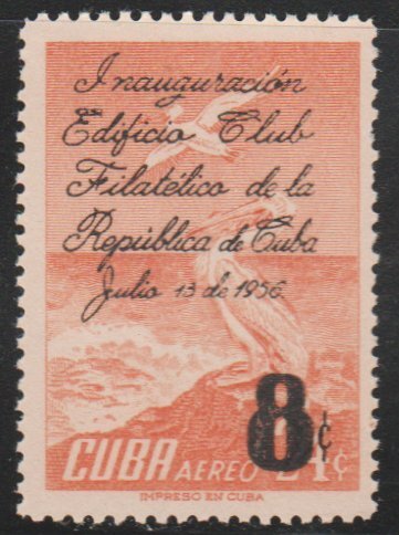 1956 Cuba Stamps Birds White Pelicans Surcharged  MNH